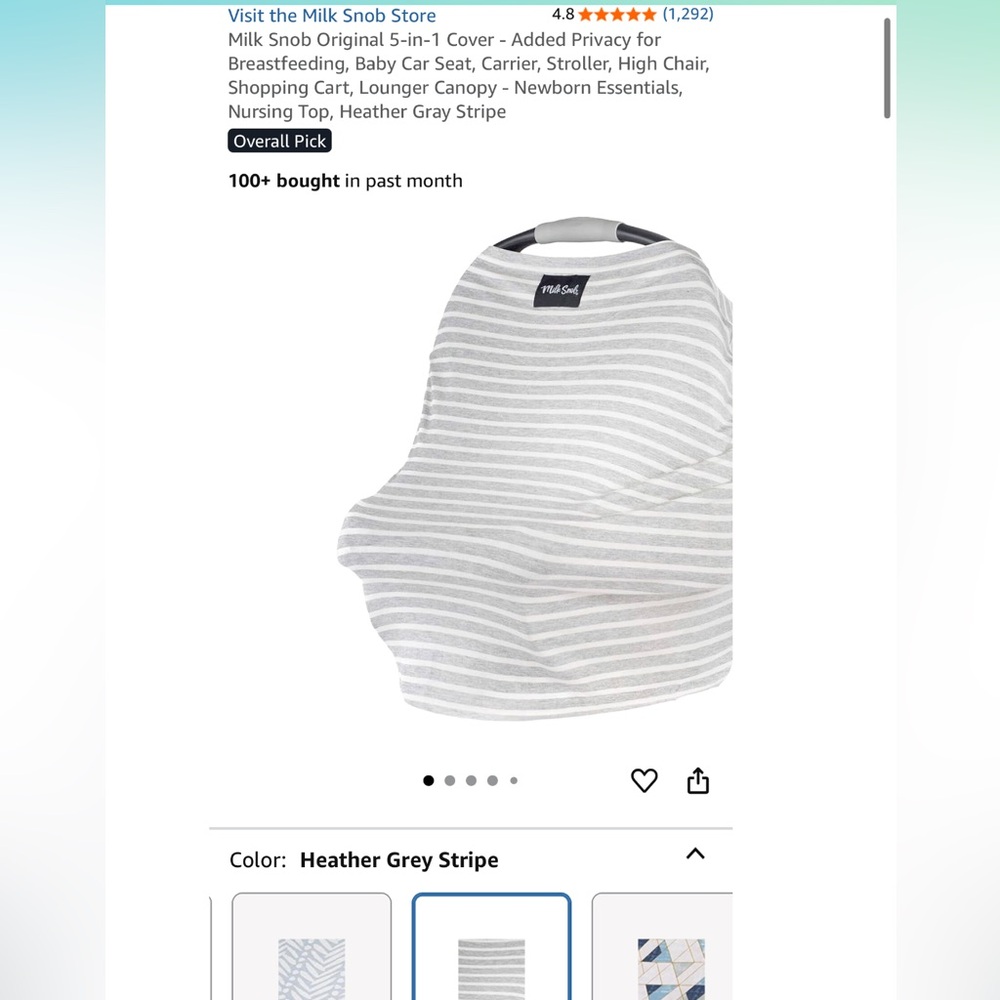 Milk Snob Heather Gray Stripe 5-in-1 Cover